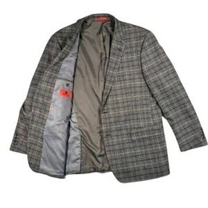 Renoir Mens Glen Plaid Blazer Grey Blue Two Button Sport Coat Jacket Heritage